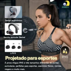 Fone de Ouvido JSKJ S730 TWS Bluetooth 5.4 Com Gancho Esportivo e LED - Imagem 5