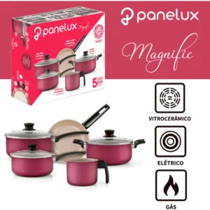 Jogo de Panelas Magnific 5 pçs Antiaderente Cereja Panelux - Imagem 6