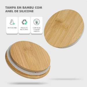 Kit 9 Potes Mantimentos Vidro Herméticos Com Tampa Bambu Alta Resistência Epsilon EPS-709 - Imagem 8