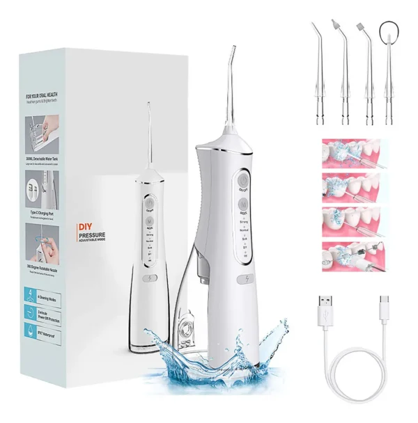 Irrigador Oral Portátil VibePro Gurumania 5 Modos 140psi 300mL Bateria USB