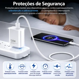 Carregador Turbo 120w Usb-c Para Xiaomi Redmi Poco X7 Branco - Imagem 6