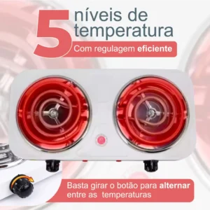 Fogão Fogareiro 2 Bocas Elétrico 2000w Cooktop De Mesa Portátil Cor Preto - Aero Home - Imagem 3