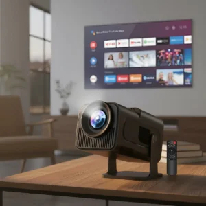 Projeto Hy320 Smart TV Android 11 WiFi6 390 ANSI Lumens Full HD 4K Mini Projeto Portátil Preto com Controle Remoto Bluetoth Cinema Em Casa - Imagem 5