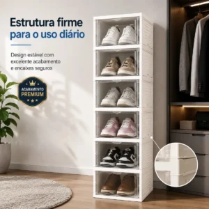 Organizador De Calçados 6 Pares Sapateira Modular Empilhável Branco - Imagem 3