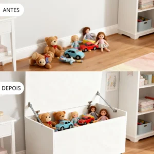 Baú Organizador Brinquedo Criança Quarto Rodinhas Branco* - Imagem 4