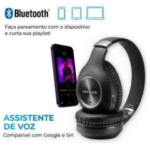 Fone de Ouvido Headphone AIWA HP-02-B Bluetooth ANC Alta Definição - Imagem 6