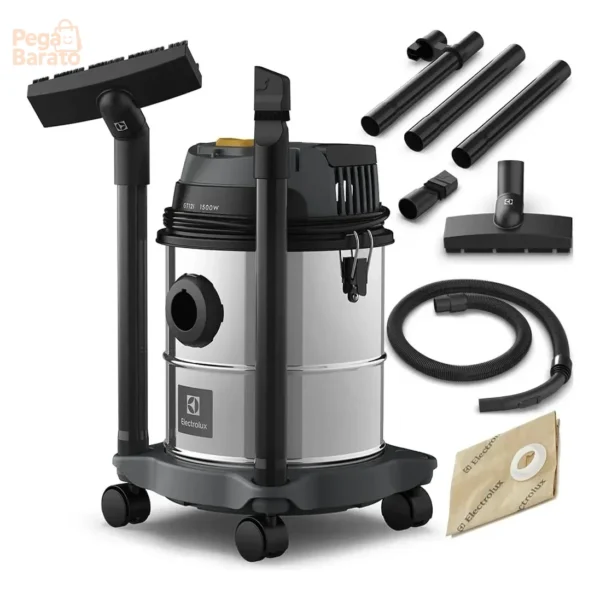 Aspirador de Pó e Água Electrolux GT12i 1500W 12L 8,5L útil total função sopro compacto líquidos químicos inox protetor térmico