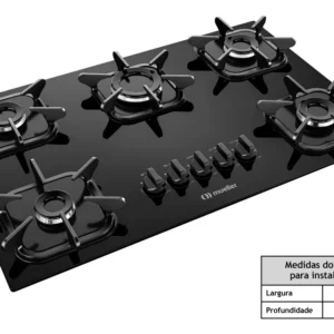Cooktop Mueller 5 Bocas com Queimador Ultra Chama Preto - Imagem 3