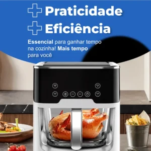 Fritadeira Elétrica Air Fryer De Vidro 6l Digital Touch Top - Imagem 6