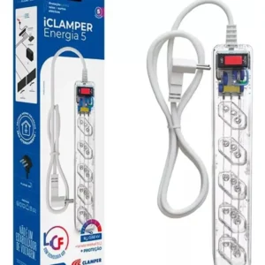 Filtro de linha de 5 tomadas Clamper iClamper Energia 5 cor transparente comprimento do cabo de 1m - Imagem 1