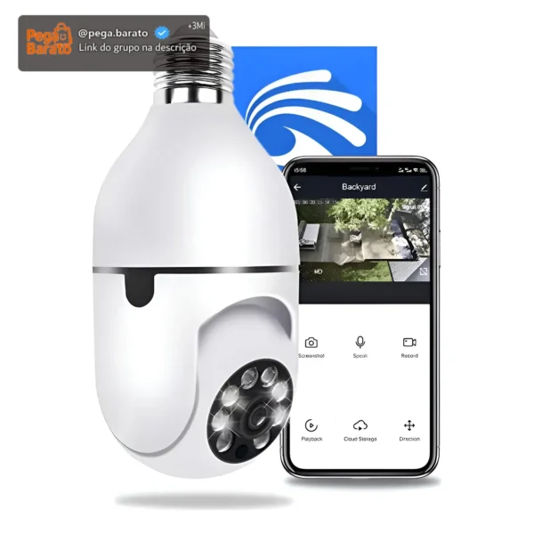 Câmera Lâmpada De Segurança Wifi Ip App Yoosee Visão Noturna