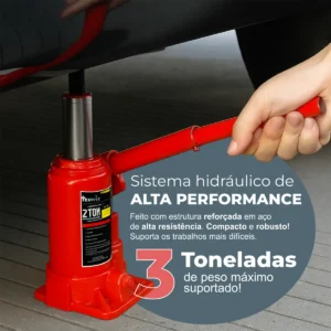 Macaco Hidráulico Automotivo Estilo Garrafa 3 Toneladas Para Carros De Passeio Linha Premium - Aero Home - Imagem 2