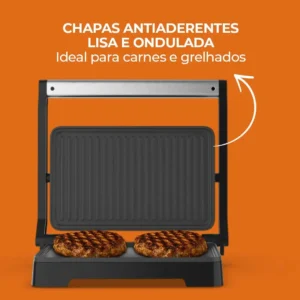 Grill Elétrico Cadence Click, 1200w, Grl200, 127v Prateado - Imagem 3