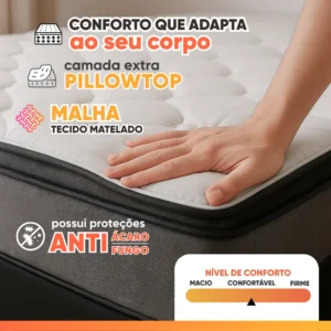 Cama Box Casal Colchão Gazin Molas Ensacadas Pillow Maximus - Imagem 7