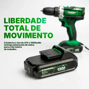 Parafusadeira Furadeira 21v 1300mah Com 2 Baterias Recarregável Sem Fio Maleta Completa Several Importados - Imagem 5