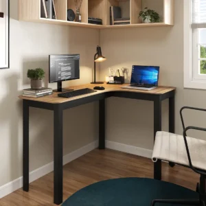 Mesa em L Orgânica Curva 120cm para PC Escrivaninha de Canto Home Office Design Industrial Moderno Gamer, Estação de Trabalho Angular para Escritório – Modelo Legos - Imagem 6