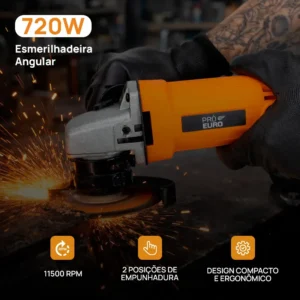 Esmerilhadeira Profissional 720w 115mm 11500rpm Pró Euro 220v - Imagem 3