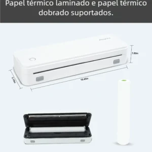 Impressora Termica Portátil A4 + 1 Rolo Papel Bluetooth Usb 203DPI Impressora A4 A5 2800mah COM 127V/220V Impressora Portátil PDF WORD EXCEL Sem Fio Profissional Com Viagens Escritório Escola E Casa - Imagem 6