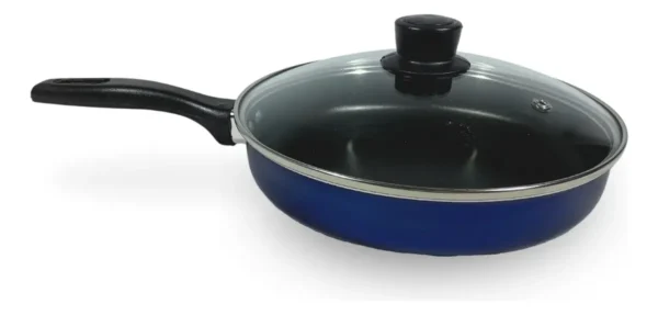 Frigideira Reta 24 Cm Antiaderente Com Tampa De Vidro