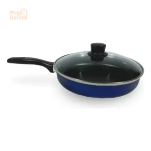 Frigideira Reta 24 Cm Antiaderente Com Tampa De Vidro - Imagem 1