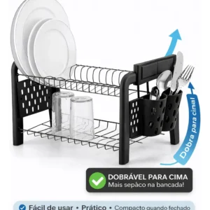 Escorredor Louca Secador Porta Talheres Não Enferruja Preto Arthi WoW - Imagem 7