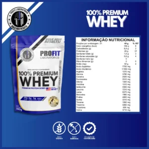 Whey Protein 100% Concentrado Premium 840g Profit Sabor Baunilha - Imagem 3