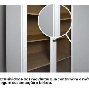 Cristaleira Est. P/ Livros Ditália 2 Pt Vidro E-957 Cozy Cor Branco - Imagem 8