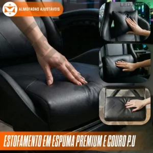 Cadeira Gamer Ergonômica Preta Reclinável Com Apoio dos Pés Led Tools Couro Sintético - Imagem 5