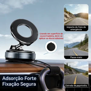Suporte Veicular Magnético com Ventosa, para Celular no Painel ou Para-brisa Ajustável 360° - Imagem 4