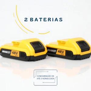 Parafusadeira Furadeira 48V Profissional Sem Fio Com 2 Baterias Recarregáveis Maleta 10mm Reversível Kit Brocas Soquetes Carregador 340w 1550 Rpm Cor Amarelo Bivolt - Imagem 6