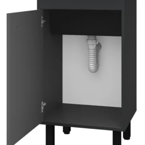 Tanque De Lavar Roupa Com Gabinete Cinza Grafite| Kit Com Tanque 26 l Plástico Preto, Válvula E Sifão| Armário Para Área De Serviço Cinza Chumbo 100% Mdf Entregue Montado | Qualidade Premium EJV Shoop - Imagem 8