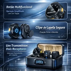 Microfone Lapela Redondo Sem Fio Duplo Imã Android E Iphone - Imagem 7