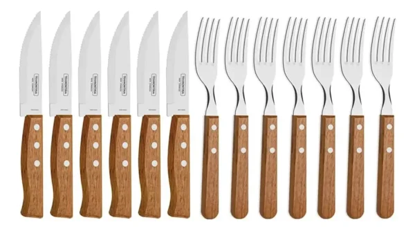 Tramontina Churrasco cor do punho marrom-claro 12 unidades 44.5cm