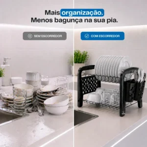 Escorredor Louca Secador Porta Talheres Não Enferruja Preto Arthi WoW - Imagem 3