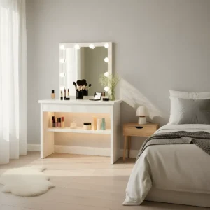 Penteadeira Moderna P/quarto C/gaveta Organizada Branco - Imagem 7