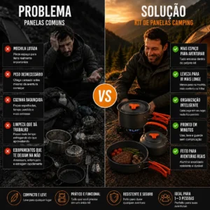 Jogo Panela Acampamento Tático Chaleira Antiaderente Preto - Imagem 7