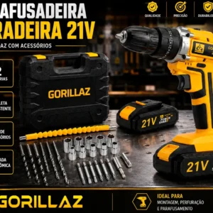 Furadeira Parafusadeira De Impacto 2 Bateria + Jogo 300 Pçs - Imagem 3