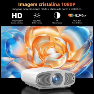 Projetor Bettdow Android 4K 1000 ANSI Google TV Preto Com Wi-Fi HDR10+ - Imagem 8
