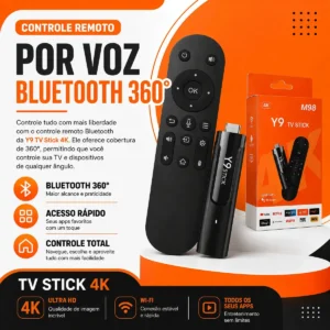 Tv Stick Y9 M98 4k Android Hdmi Smart Youtube Netflix Streaming Controle Remoto Wifi Modo Filme Series Jogos Tela Uhd Hdr Dolby Dts Porta Usb Suporte Apps Miracast Cast Video Multimidia Box Max - Imagem 4