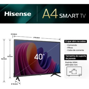 Hisense Smart TV FHD 40" Polegadas 40A4N com DTS Virtual X Game e Sports Mode Controle por Voz Share to TV e Compatível com Alexa - Imagem 5