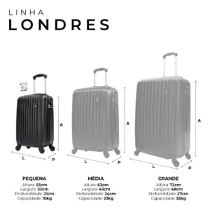 Mala de bordo 10kg pequena Londres Swiss Move Preto - Imagem 3
