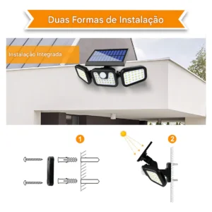 Refletor Solar Led 3 Cabeças Ajustavel Sensor Movimento 50w - Imagem 5