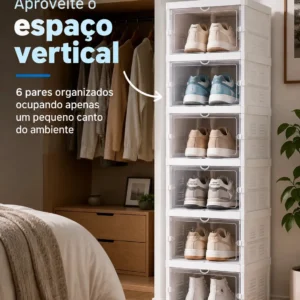 Organizador De Calçados 6 Pares Sapateira Modular Empilhável Branco - Imagem 4