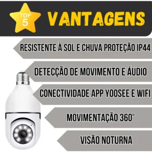Câmera Lâmpada De Segurança Wifi Ip App Yoosee Visão Noturna - Imagem 3