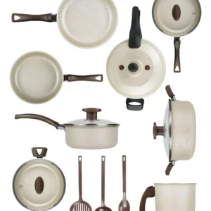 Jogo De Panelas 11 Peças Dona Chefa Baunilha Antiaderente Com Panela De Pressão 4,5l E Utensílios Nylon - Imagem 7
