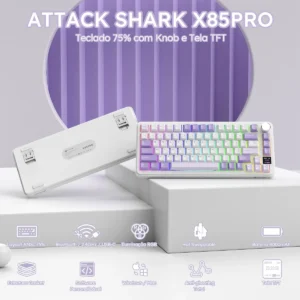 Teclado Mecânico Sem Fio Attack Shark X85pro 75% Tela Tft - Imagem 3
