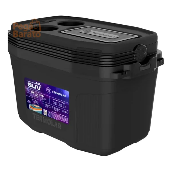 Caixa Termica Suv Cooler Com Alça 20 Litros Praia Pesca Camping Cor Preto Termolar