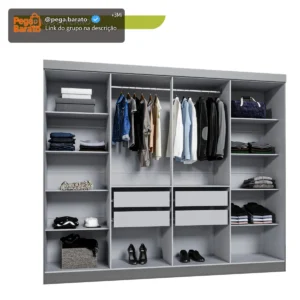 Guarda Roupa Casal 8 Portas 4 Gavetas Paris Espresso Móveis Onix - Imagem 5