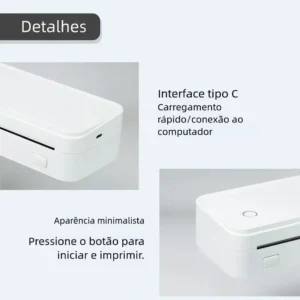 Impressora Termica Portátil A4 + 1 Rolo Papel Bluetooth Usb 203DPI Impressora A4 A5 2800mah COM 127V/220V Impressora Portátil PDF WORD EXCEL Sem Fio Profissional Com Viagens Escritório Escola E Casa - Imagem 8