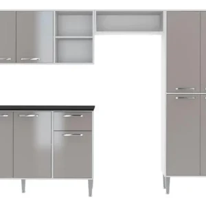 Armário de Cozinha Compacta Xangai Multimóveis VM2840 Branco/Lacca Fumê - Imagem 7
